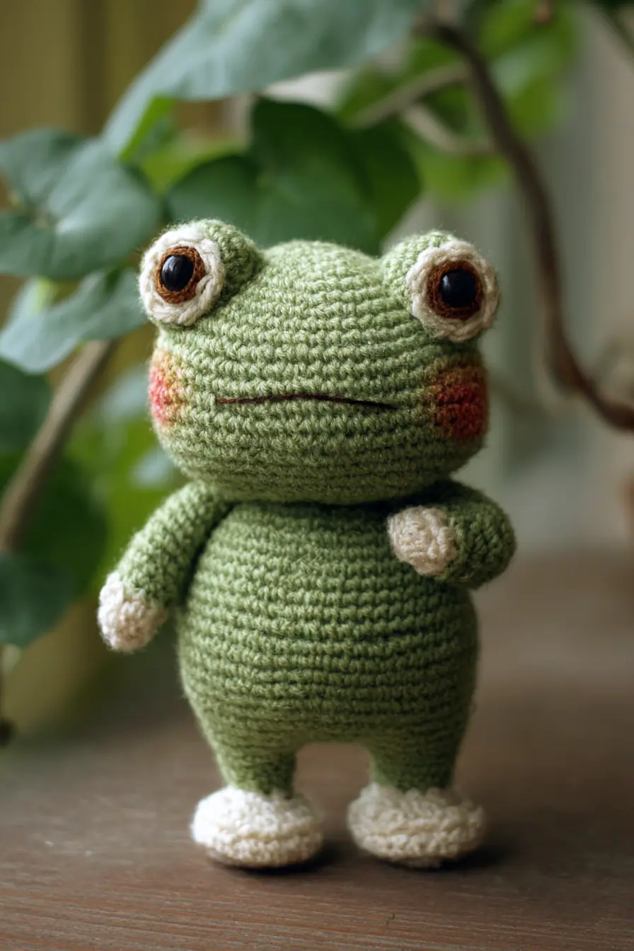 Amigurumi Frog Doll Pattern — Soft Green Crochet Toy with Big Eyes