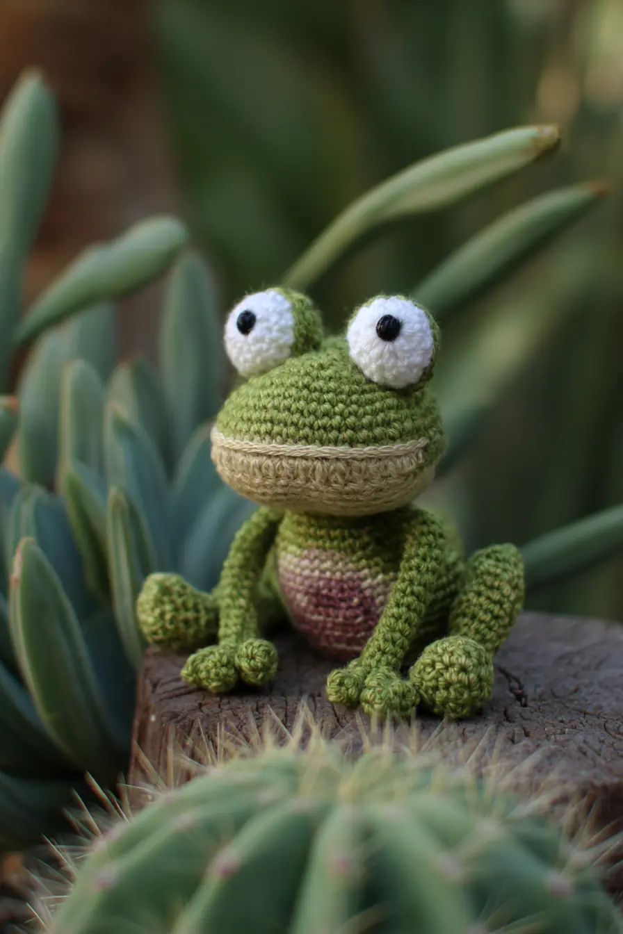 Amigurumi Frog Crochet Pattern — Cotton Yarn, Safety Eyes, Small Plush