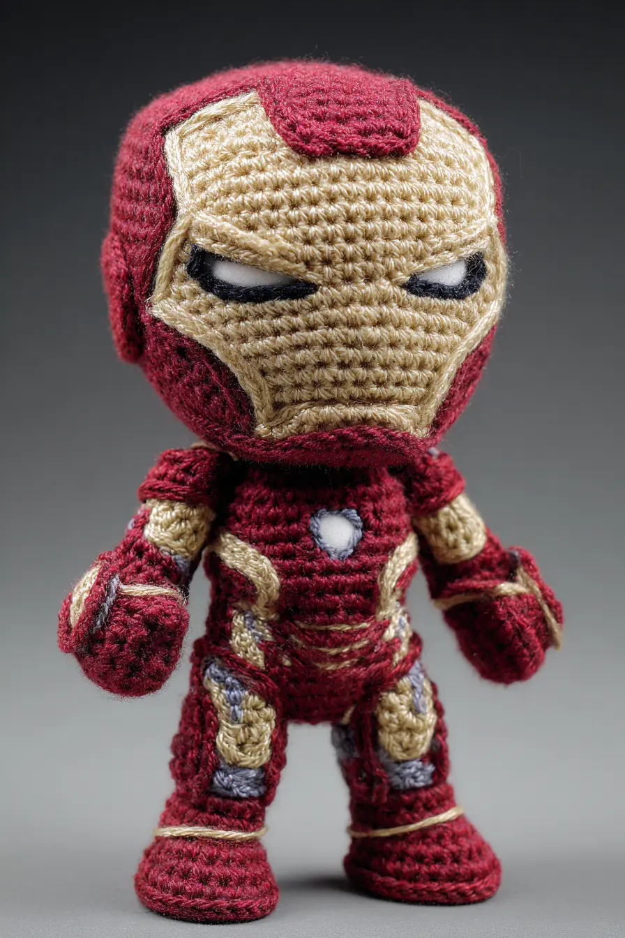 Amigurumi Iron Man Crochet Doll — Red & Gold Mini Superhero