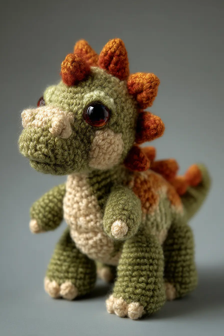 Amigurumi Stegosaurus Crochet Pattern — Green & Orange Dino Toy