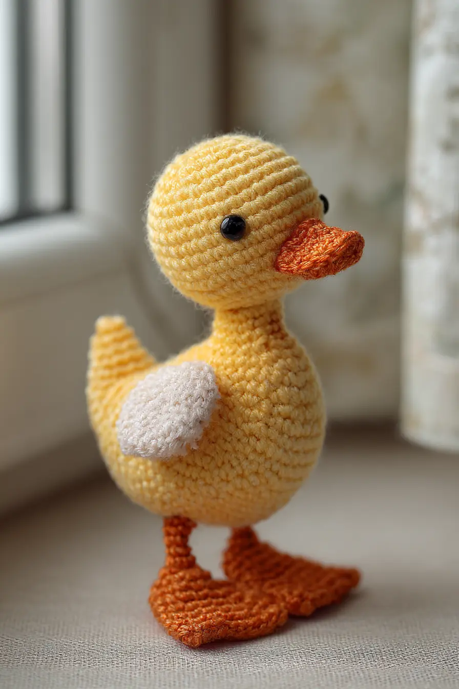 Amigurumi Duck Crochet Pattern — Yellow Duckling with Orange Beak & Feet