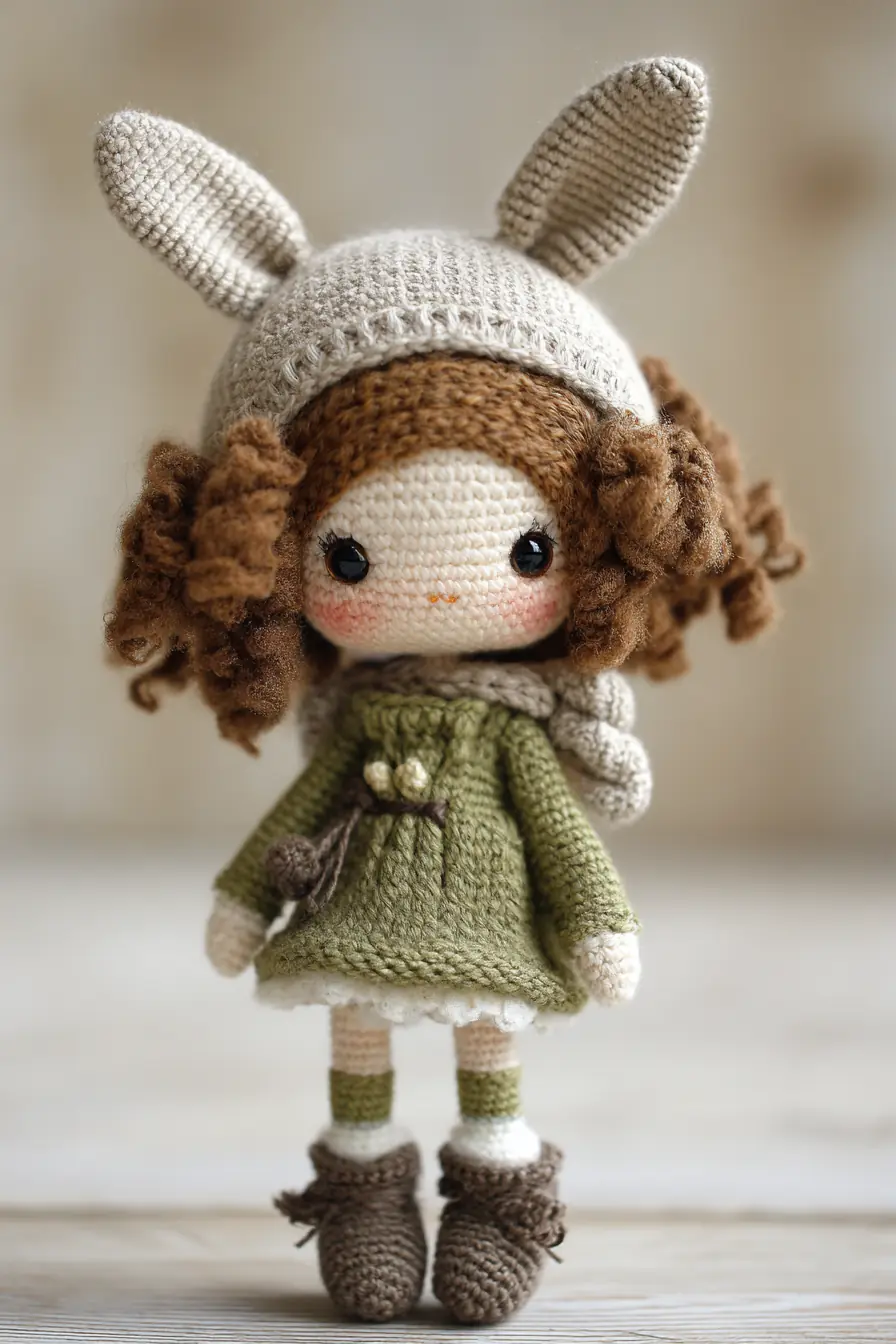 Amigurumi Bunny-Hat Crochet Doll — Cute 8-inch Soft Toy Pattern
