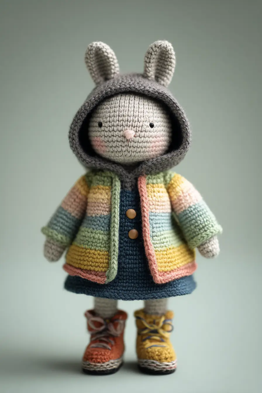 Amigurumi Bunny in Hooded Rainbow Coat — Crochet Toy Pattern & Tips