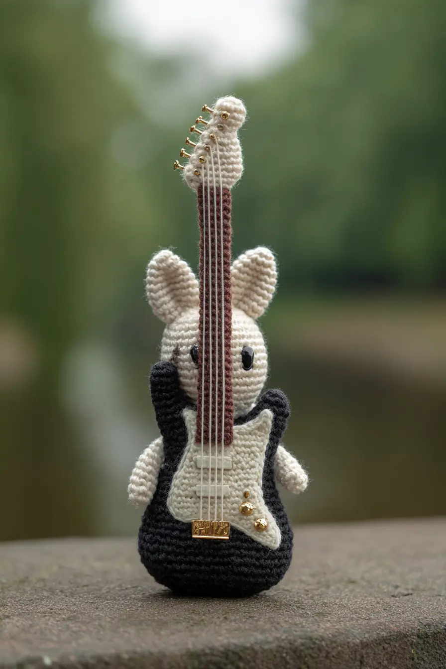 Amigurumi Bunny Holding Electric Guitar — Crochet Materials, Stitches & Tips