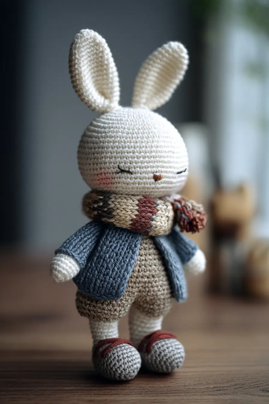 Amigurumi Bunny Doll Pattern — Crochet Toy with Scarf, Jacket & Shoes