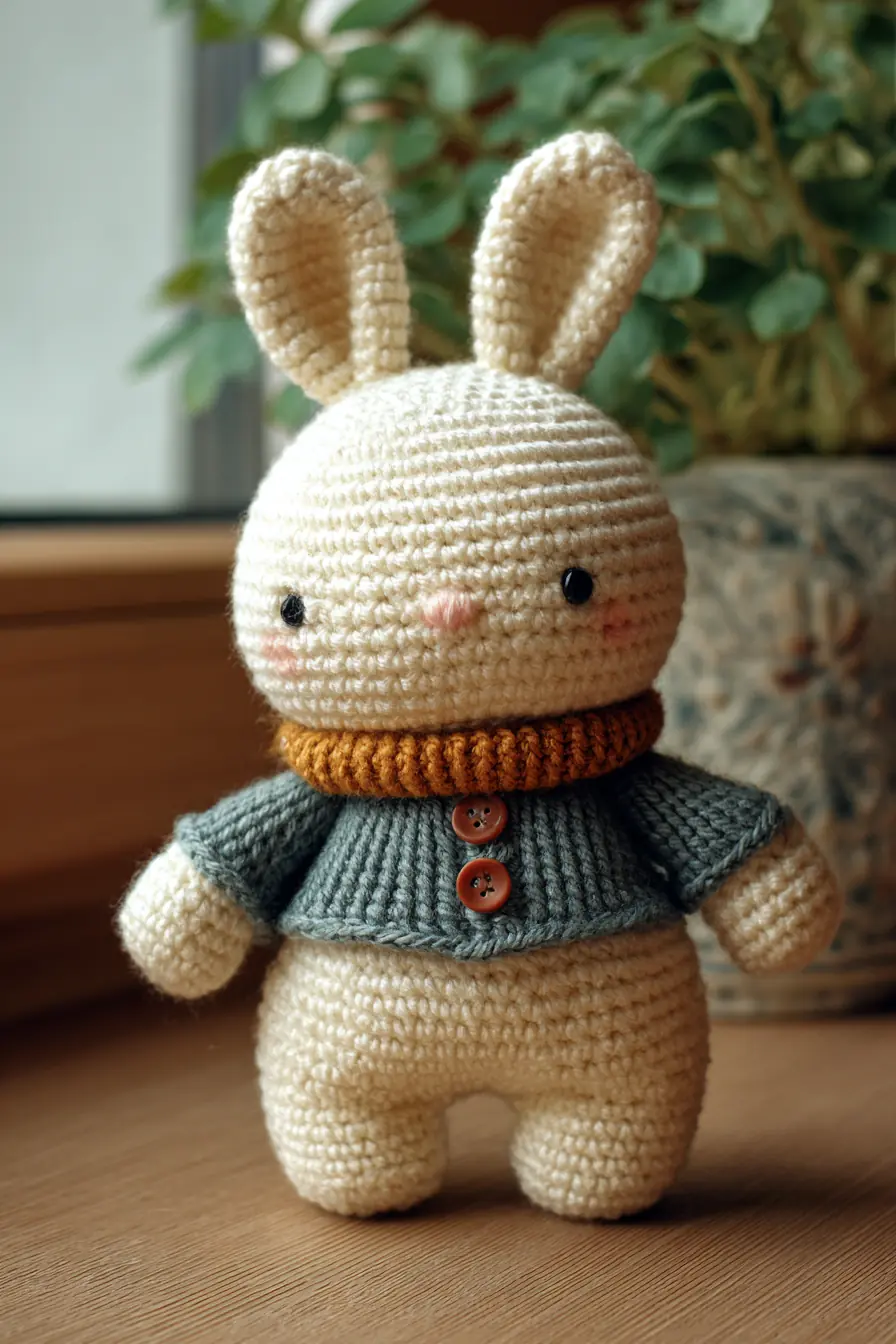 Amigurumi Bunny Crochet Pattern — Soft Wool Bunny with Sweater