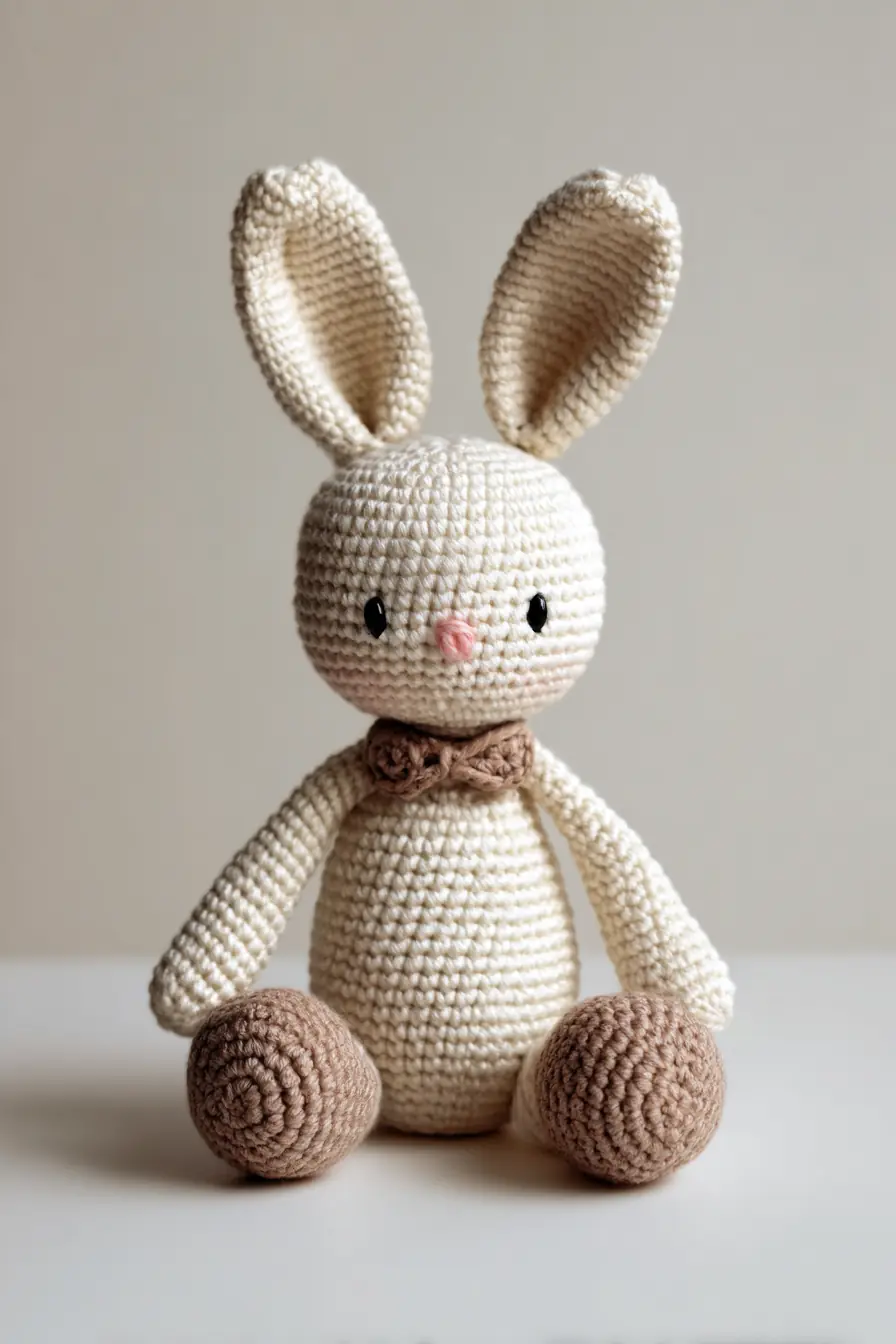 Amigurumi Bunny Crochet Pattern — Cream & Brown, 10–12 in (25–30 cm)
