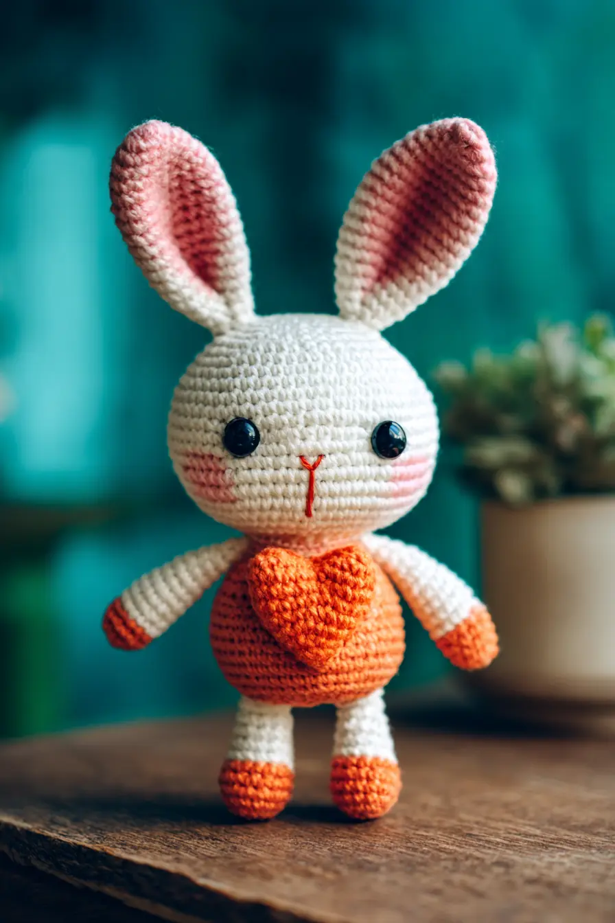 Amigurumi Bunny with Heart — Yarn, Stitches, Size & Safety Tips