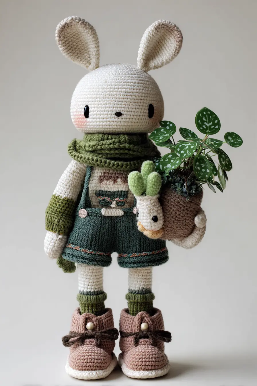 Amigurumi Bunny with Plant — Crochet Pattern & Materials Guide