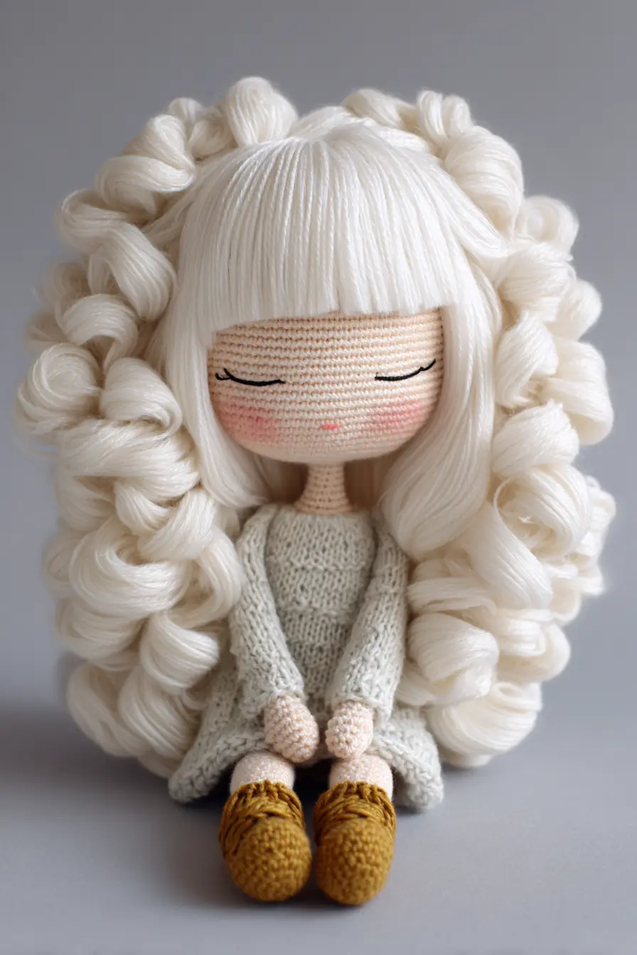 Amigurumi Curly-Haired Doll — Crochet Pattern, Single Crochet, 25–30 cm (10–12 in)
