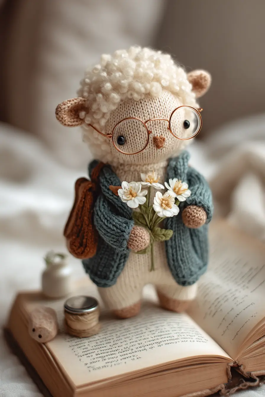 Amigurumi Curly Lamb with Glasses — Knitted Doll Pattern & Care Tips