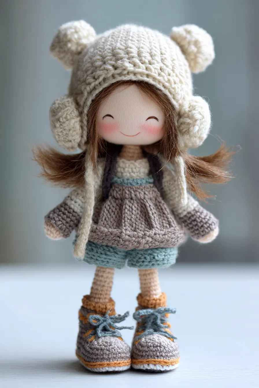 Amigurumi Cute Doll with Bear Hat — Crochet Pattern & Materials