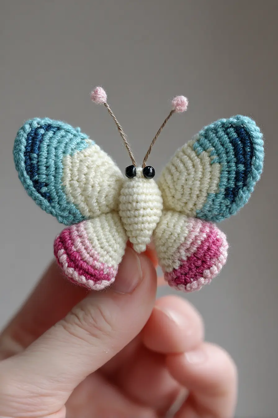 Amigurumi Butterfly Crochet — Tiny Cotton/DK Toy (3–3.5 in wingspan)