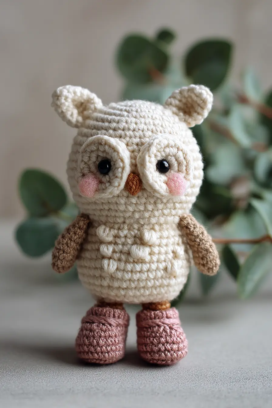 Amigurumi Owl Crochet Pattern — Small Wool Owl with Puff Chest and Safety Eyes