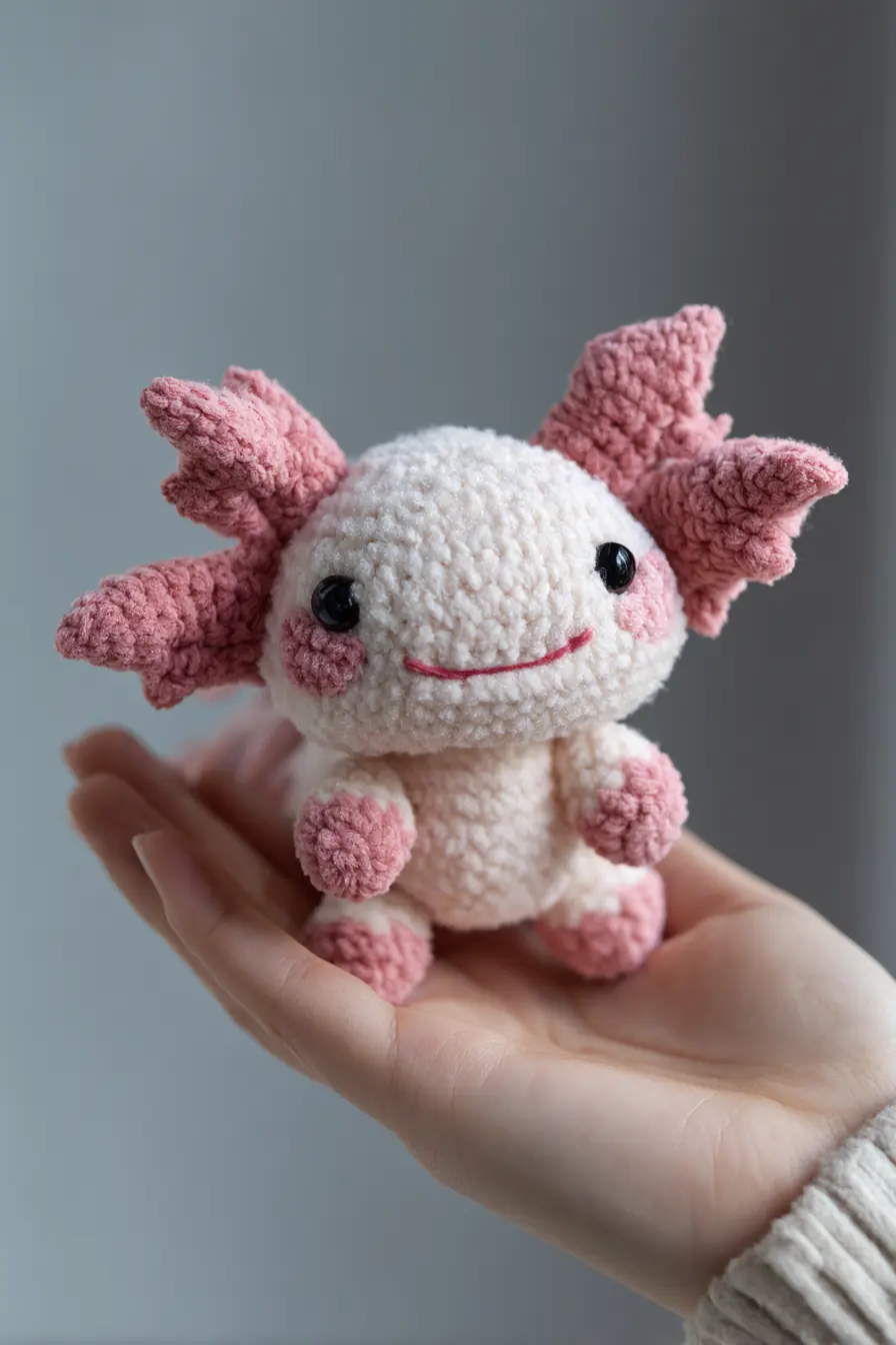 Amigurumi Axolotl Plush Crochet Pattern — Soft Chenille Hand-Sized Toy