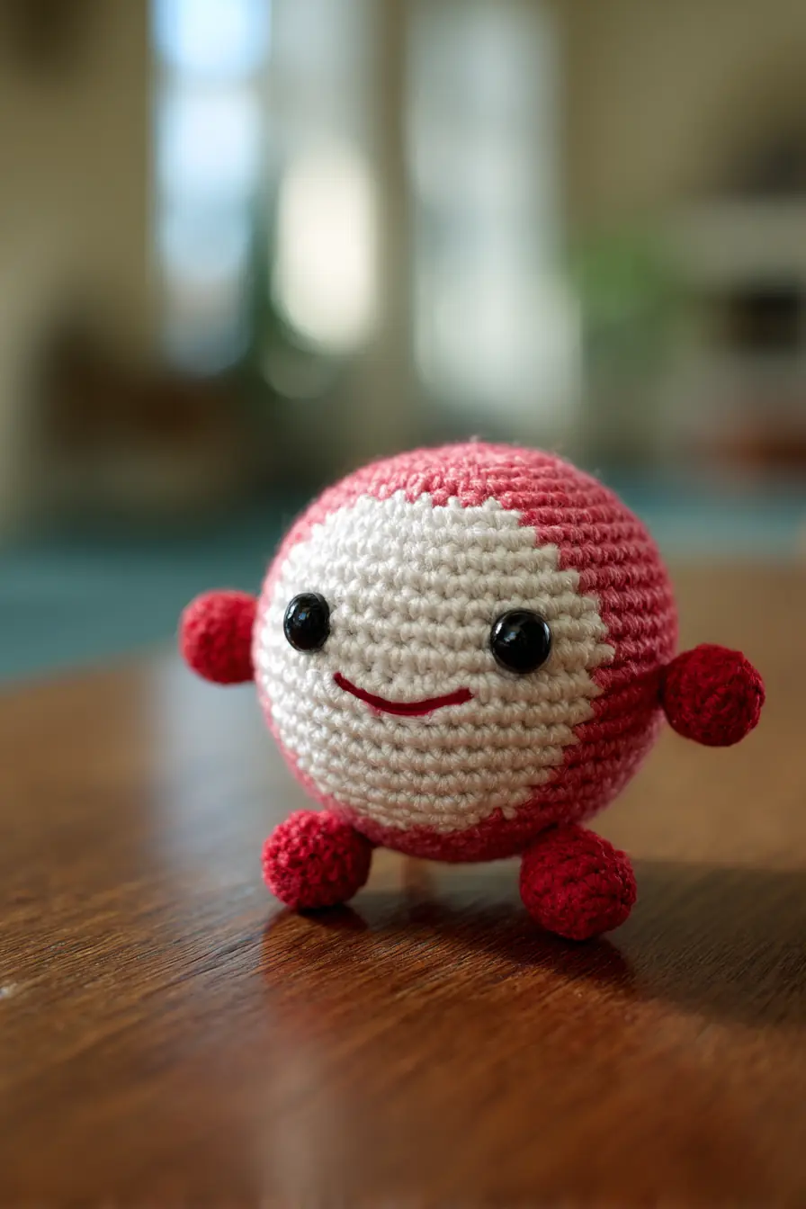 Smiling Round Amigurumi Ball — Crochet Pattern with Safety Eyes (3–4 in)