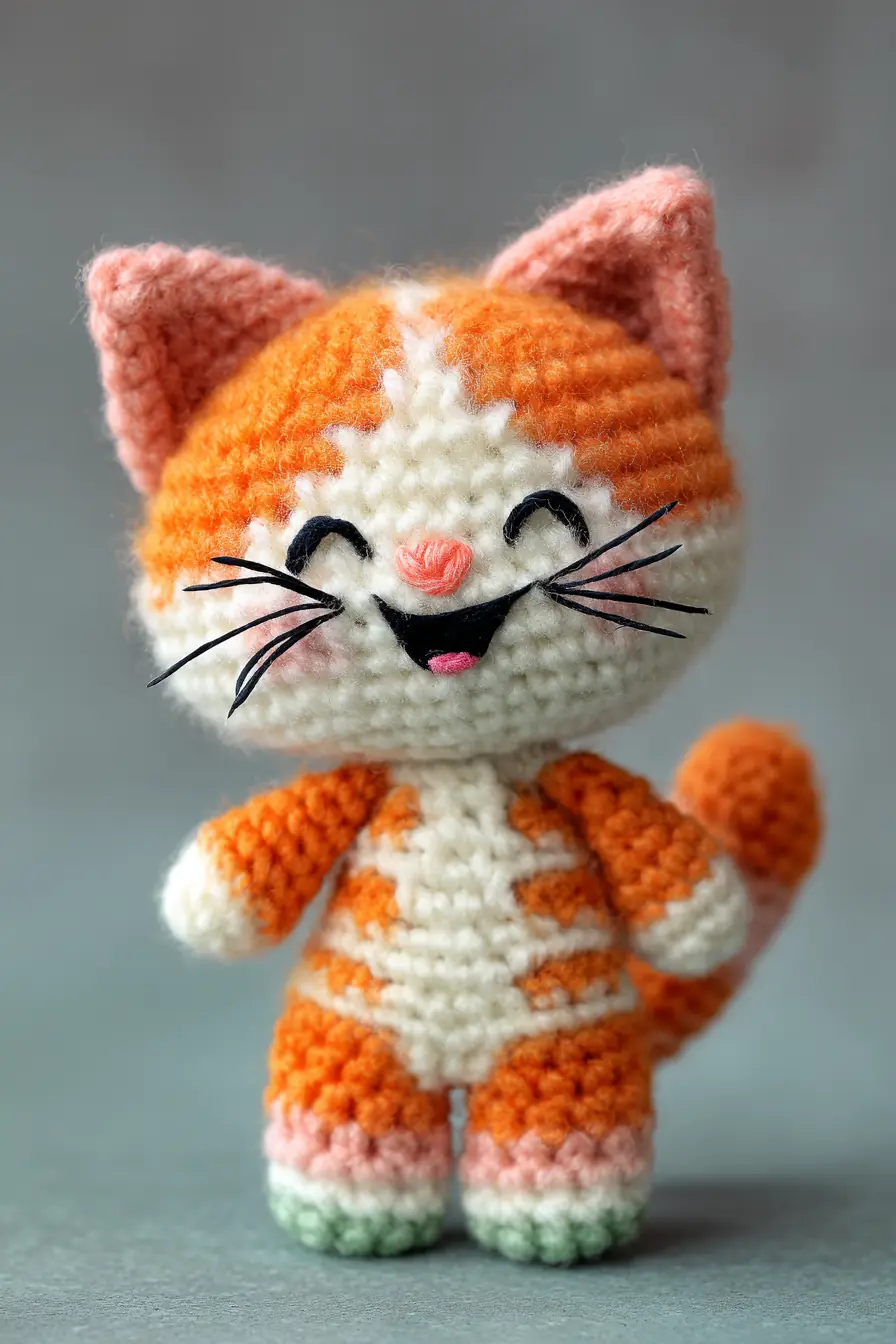 Smiling Orange Tabby Cat Amigurumi — Crochet Pattern & Finishing Tips