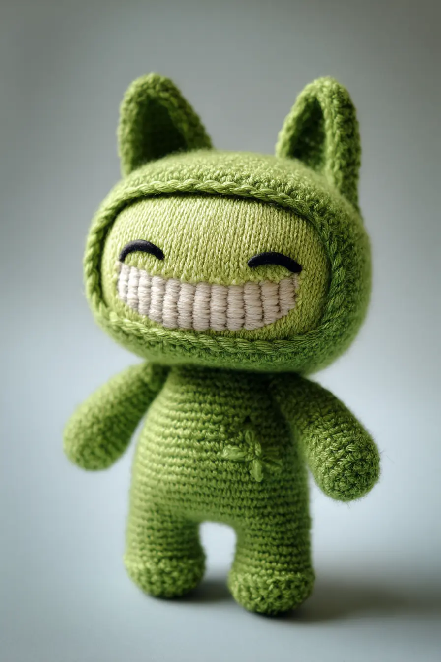 Smiling Green Cat Amigurumi — Materials, Stitches, Safety & Size Tips