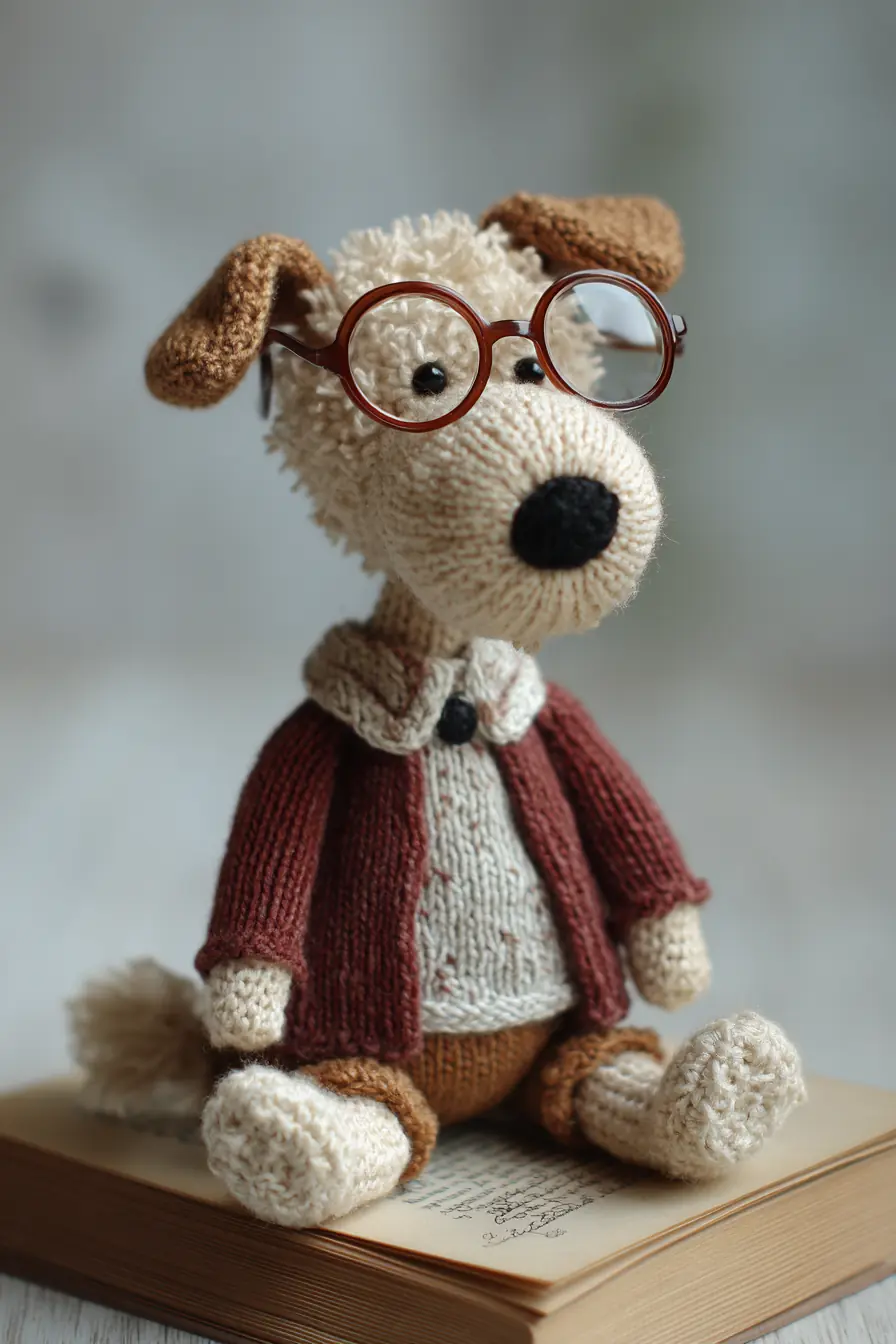 Knitted Dog Amigurumi — Glasses, Jacket & Textured Fur (Pattern Tips)