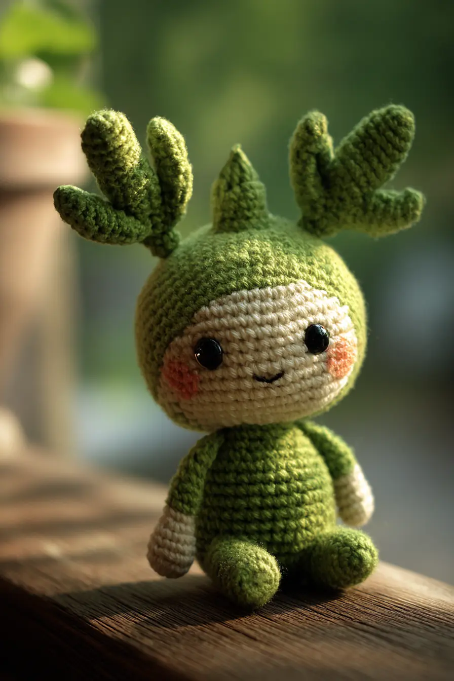 Antlered Green Amigurumi Doll — Crochet Materials, Stitches & Safety