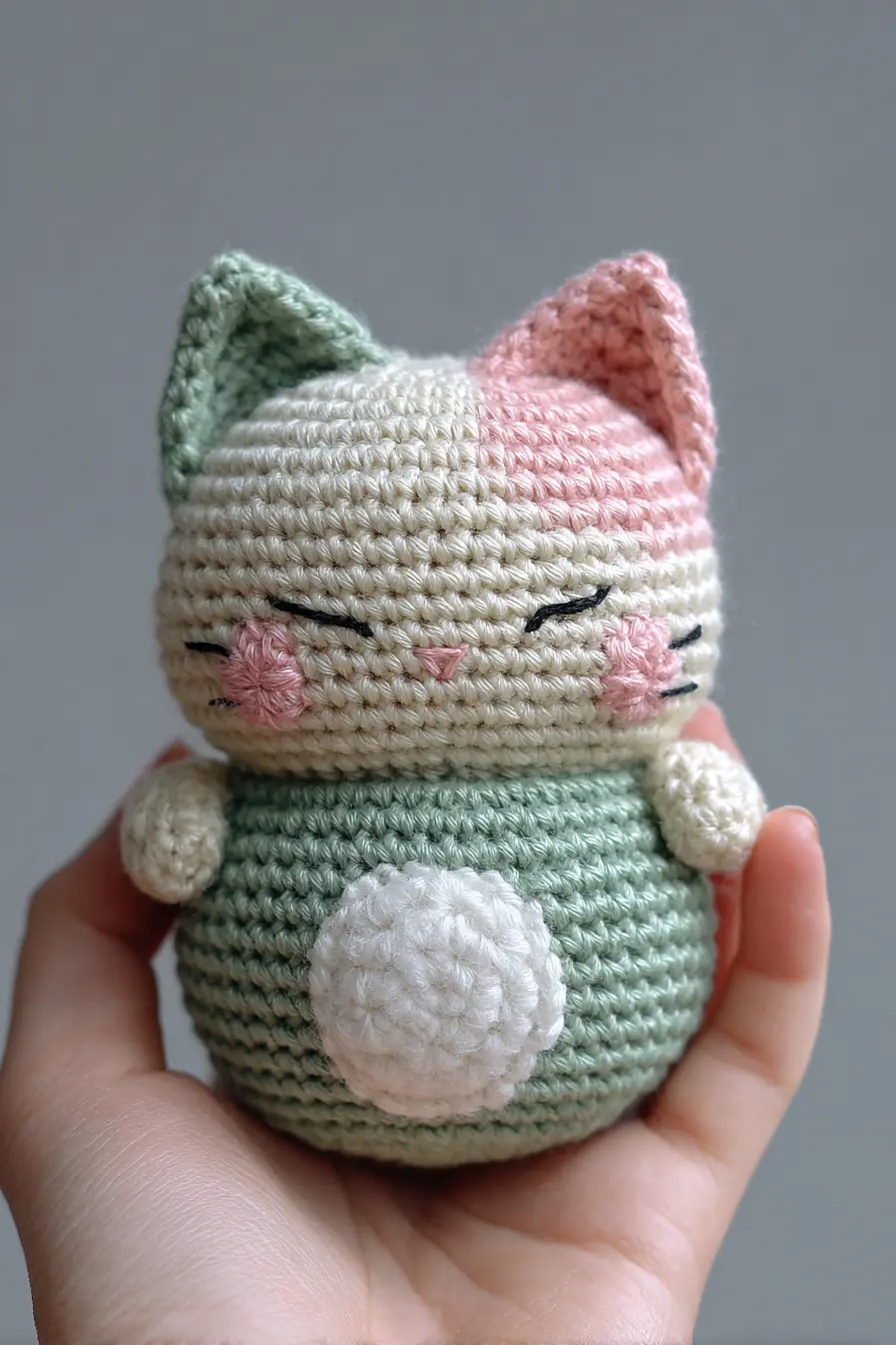 Colorblock Amigurumi Cat (Small) — Crochet Materials, Stitches & Safety Tips