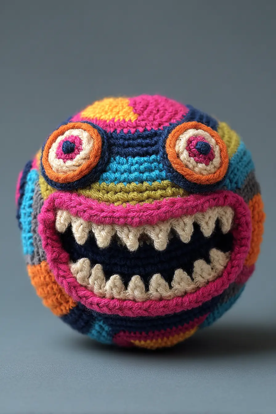 Colorful Monster Amigurumi Ball — Crochet Pattern (4–5 in)