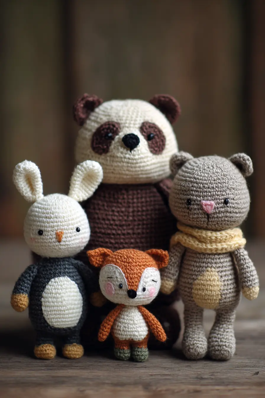 Woodland Amigurumi Set: Crochet Panda, Bunny, Fox & Bear Pattern