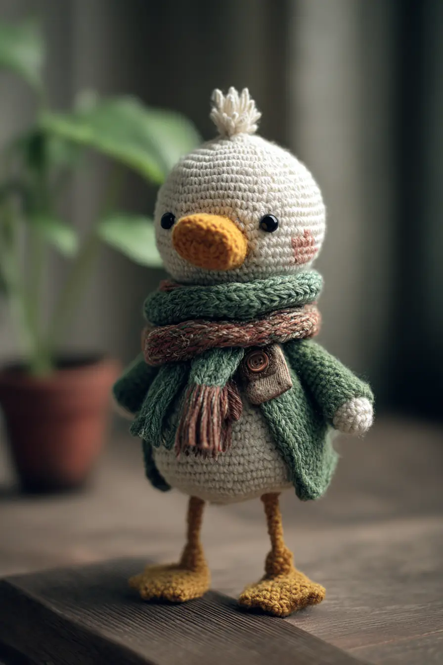 Cozy Duck Amigurumi Pattern: Crochet Toy with Scarf, Coat & Safety Eyes