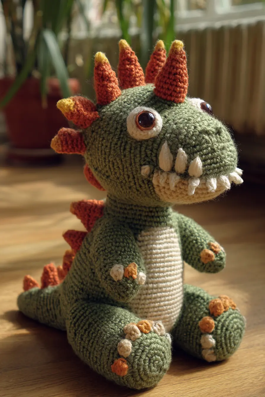 Spiky Green Dinosaur Amigurumi Pattern — Cute Crochet Dino for Gifts & Play