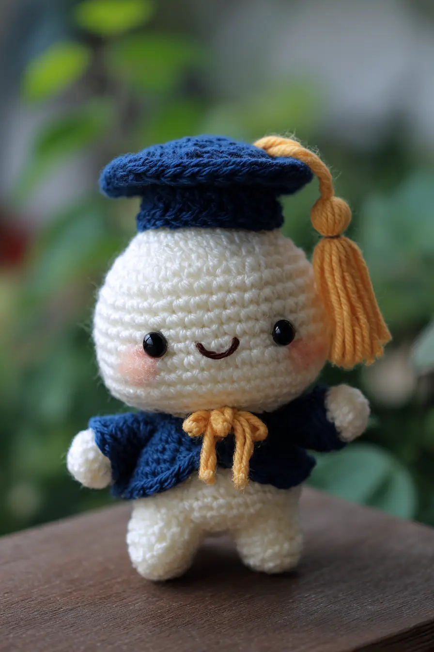 Graduation Cap Amigurumi Crochet Doll — Tiny Grad Crochet Toy