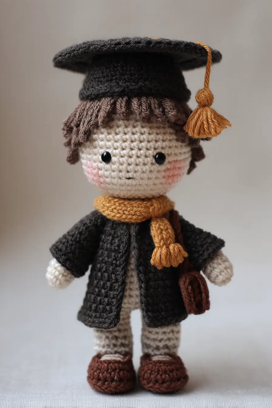 Graduation Amigurumi Doll Crochet Pattern - Mortarboard, Gown & Scarf
