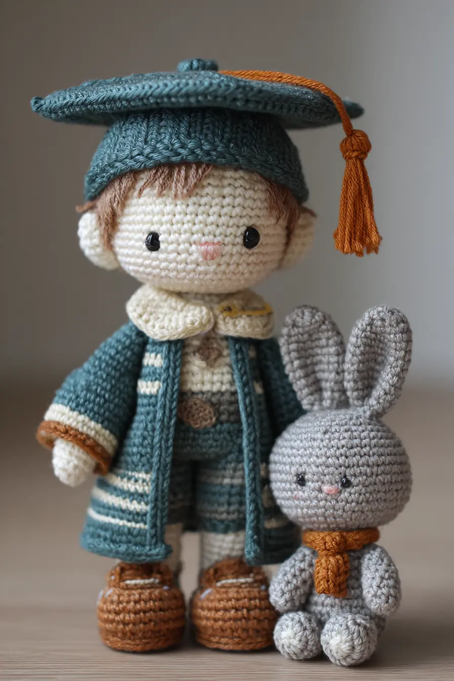 Graduation Amigurumi Doll & Bunny — Crochet Pattern for Cap, Gown, and Bunny