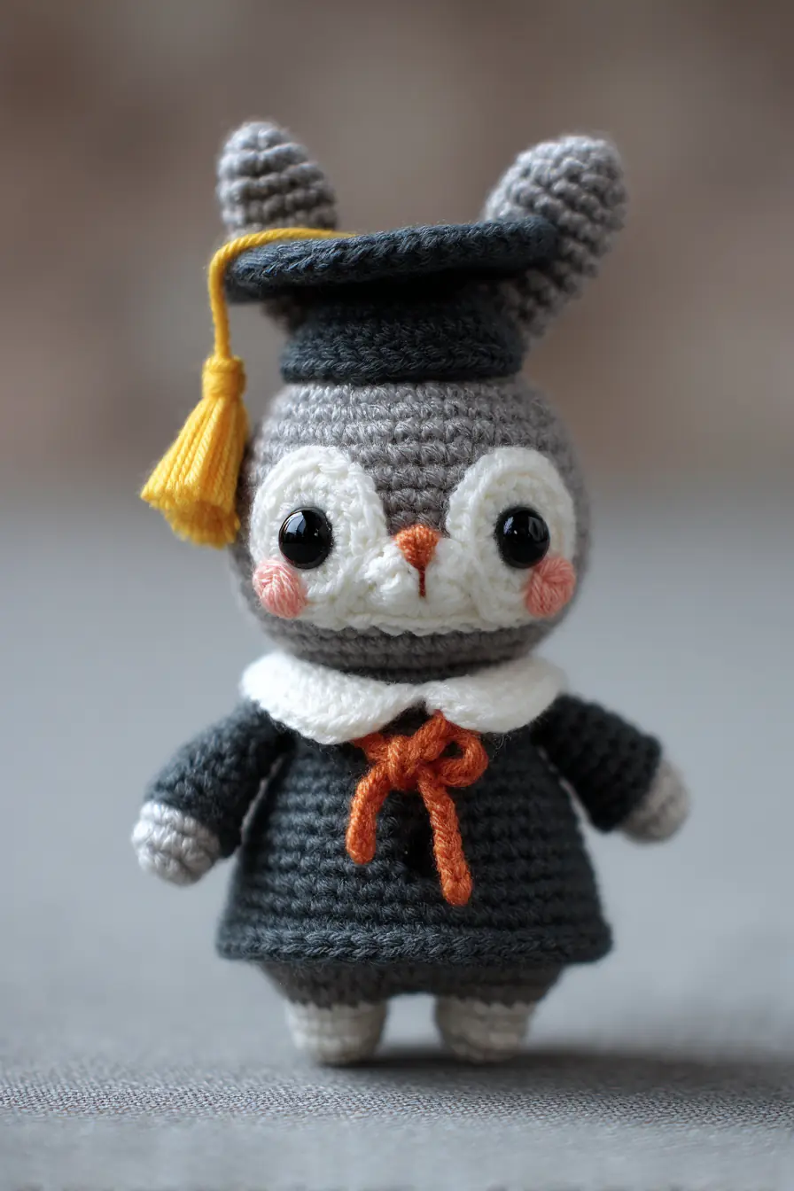 Graduation Owl Amigurumi Crochet Pattern — Small Plush Owl with Mortarboard