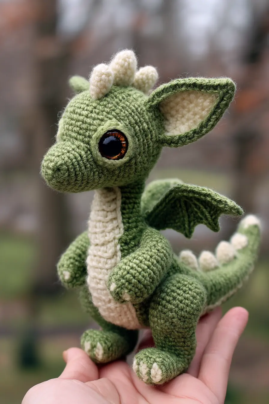 Green Baby Dragon Amigurumi Crochet Pattern — Small Plush Toy