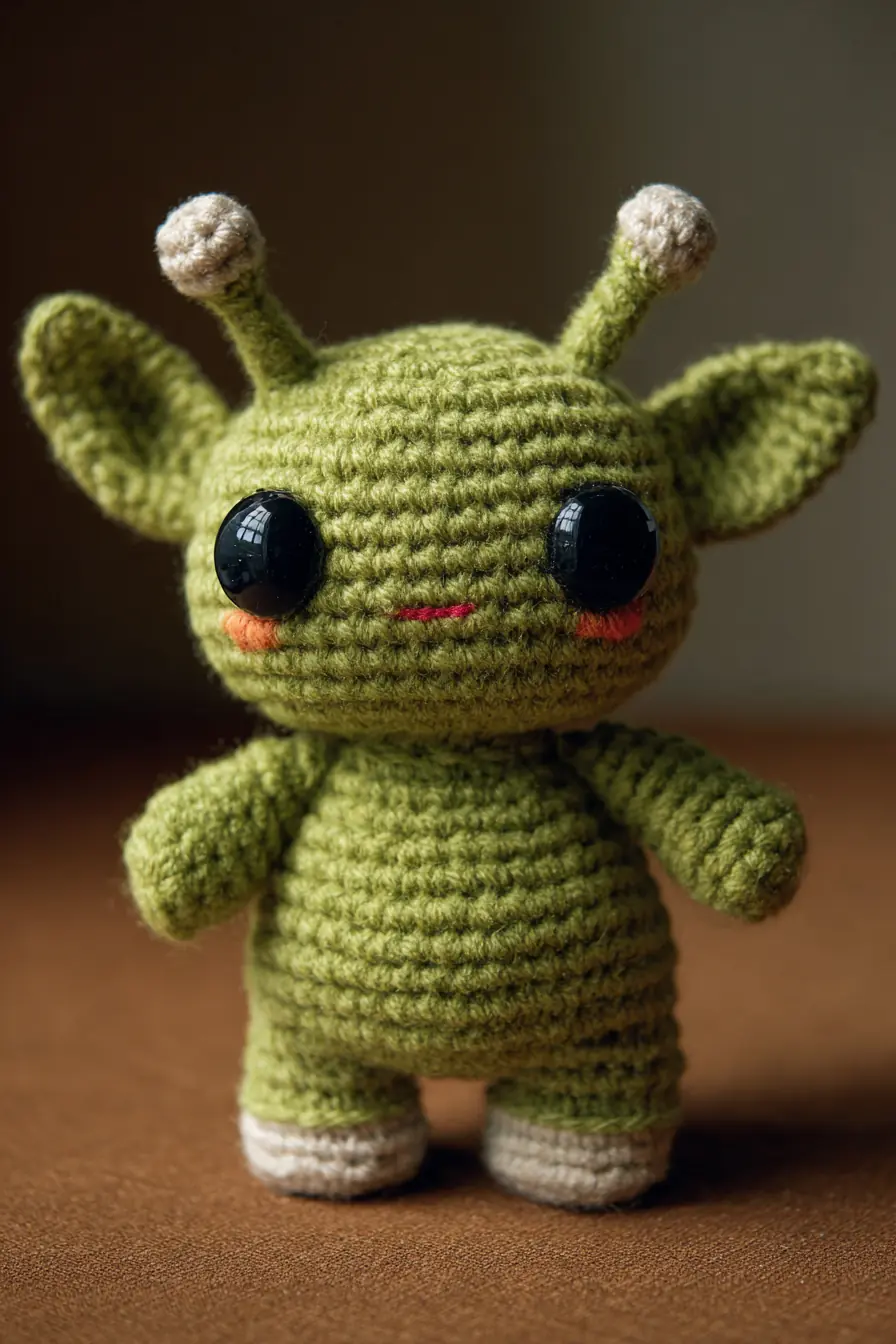 Green Alien Amigurumi Crochet — Small Plush Toy Pattern (5–6 in)