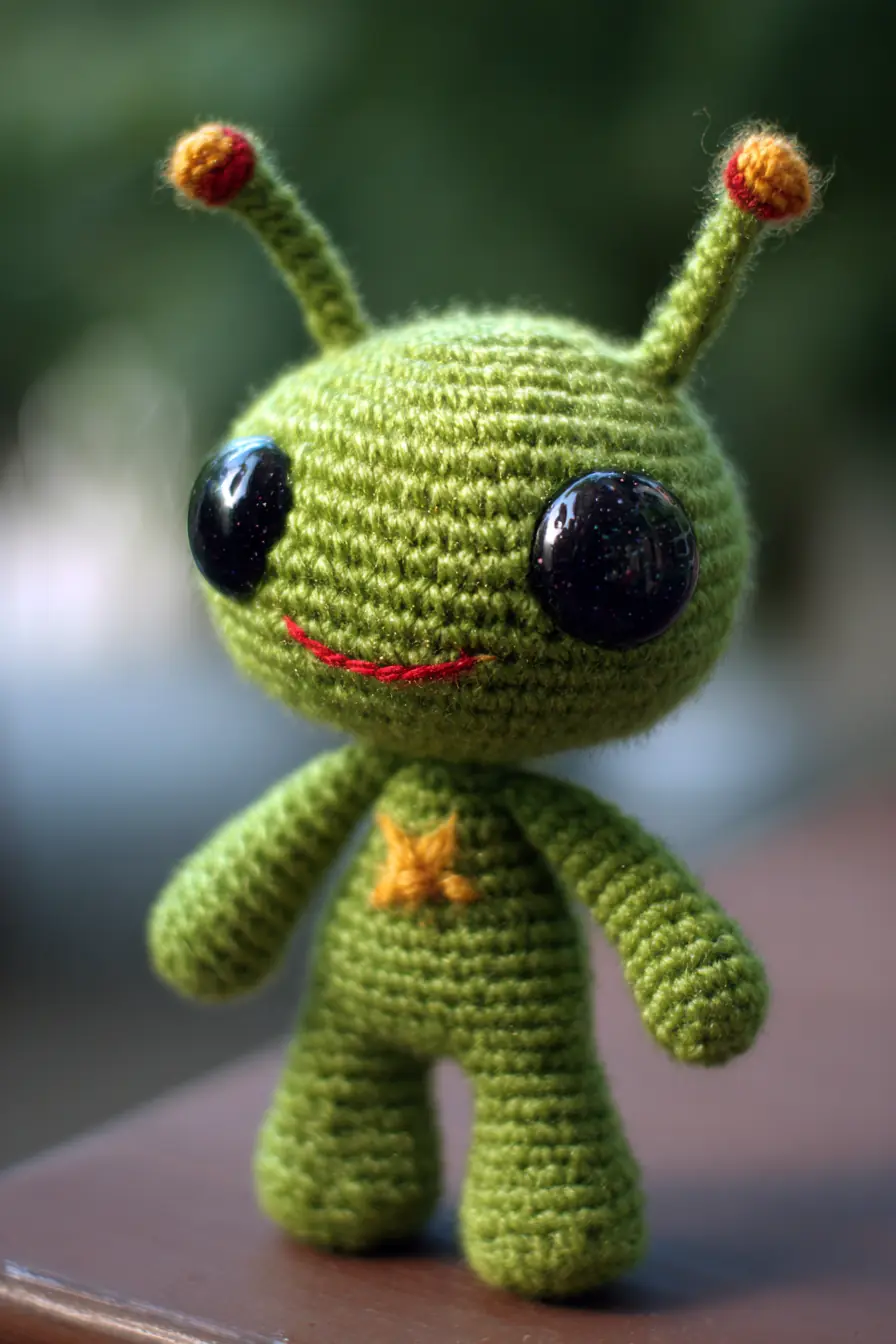 Green Alien Amigurumi Crochet — Cute Plush Toy Pattern with Star