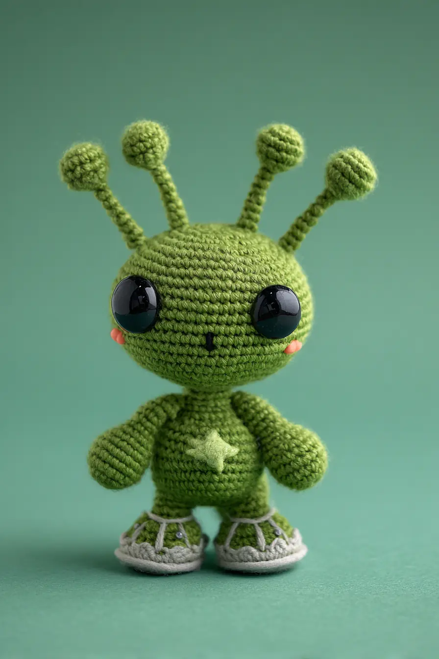 Green Amigurumi Alien Doll Crochet Pattern — Materials, Size & Safety Tips