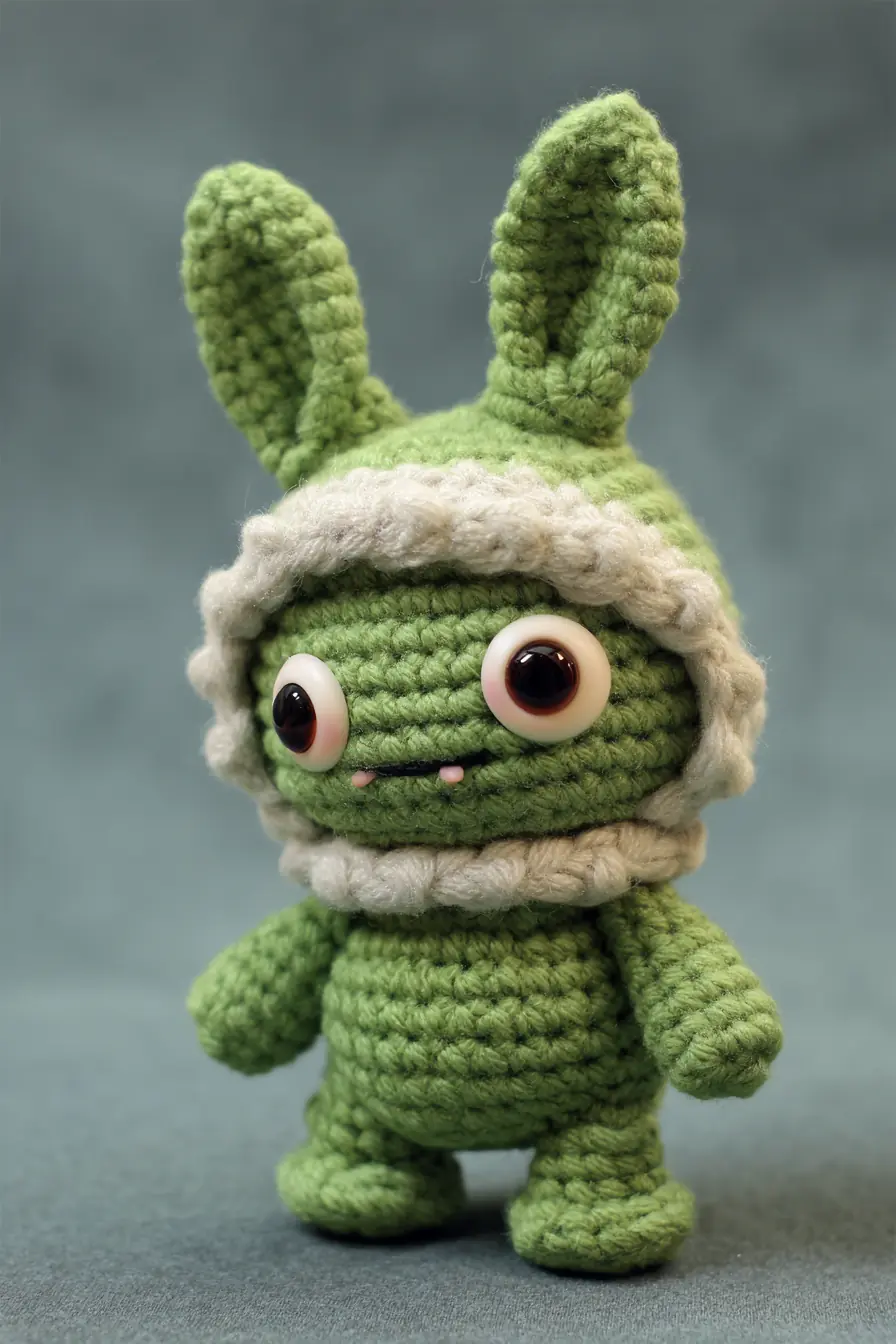 Green Bunny Amigurumi Crochet Pattern — Worsted Yarn & Safety Eyes