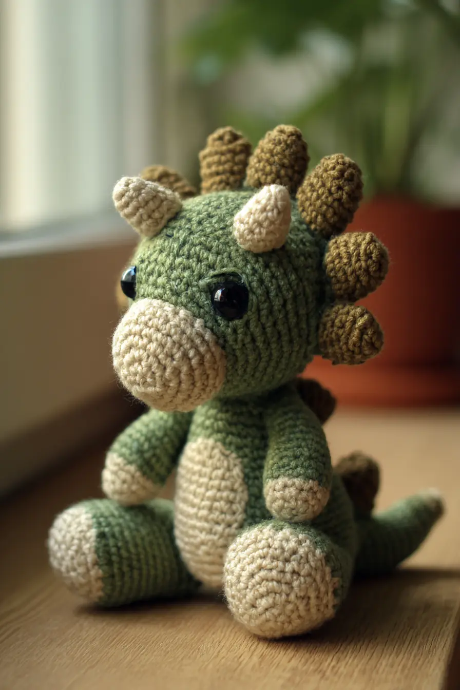 Triceratops Amigurumi Crochet Pattern — Soft Green Dino Toy