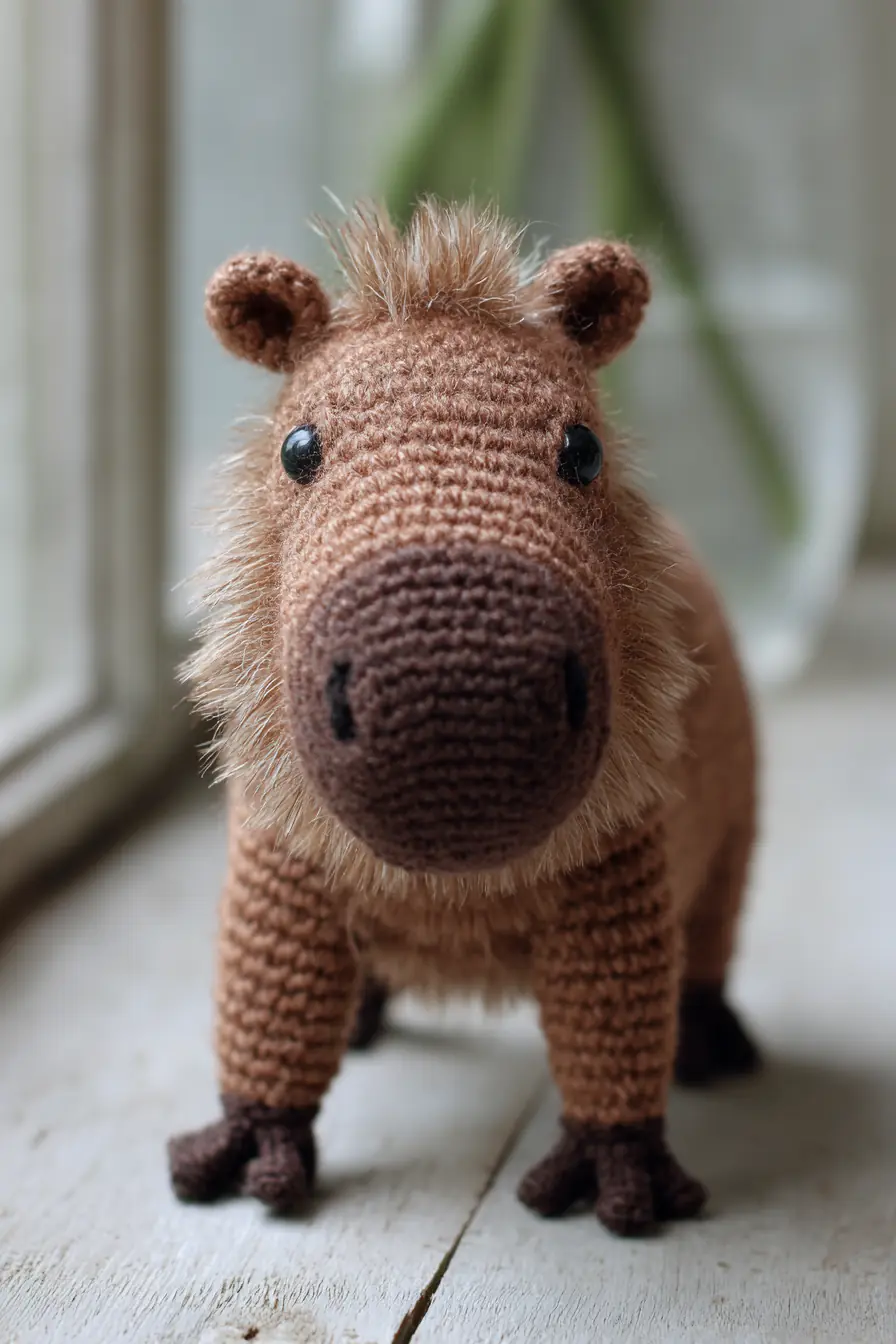 Crochet Capybara Amigurumi — Faux‑Fur Mane, Safety Eyes, Easy Stitches