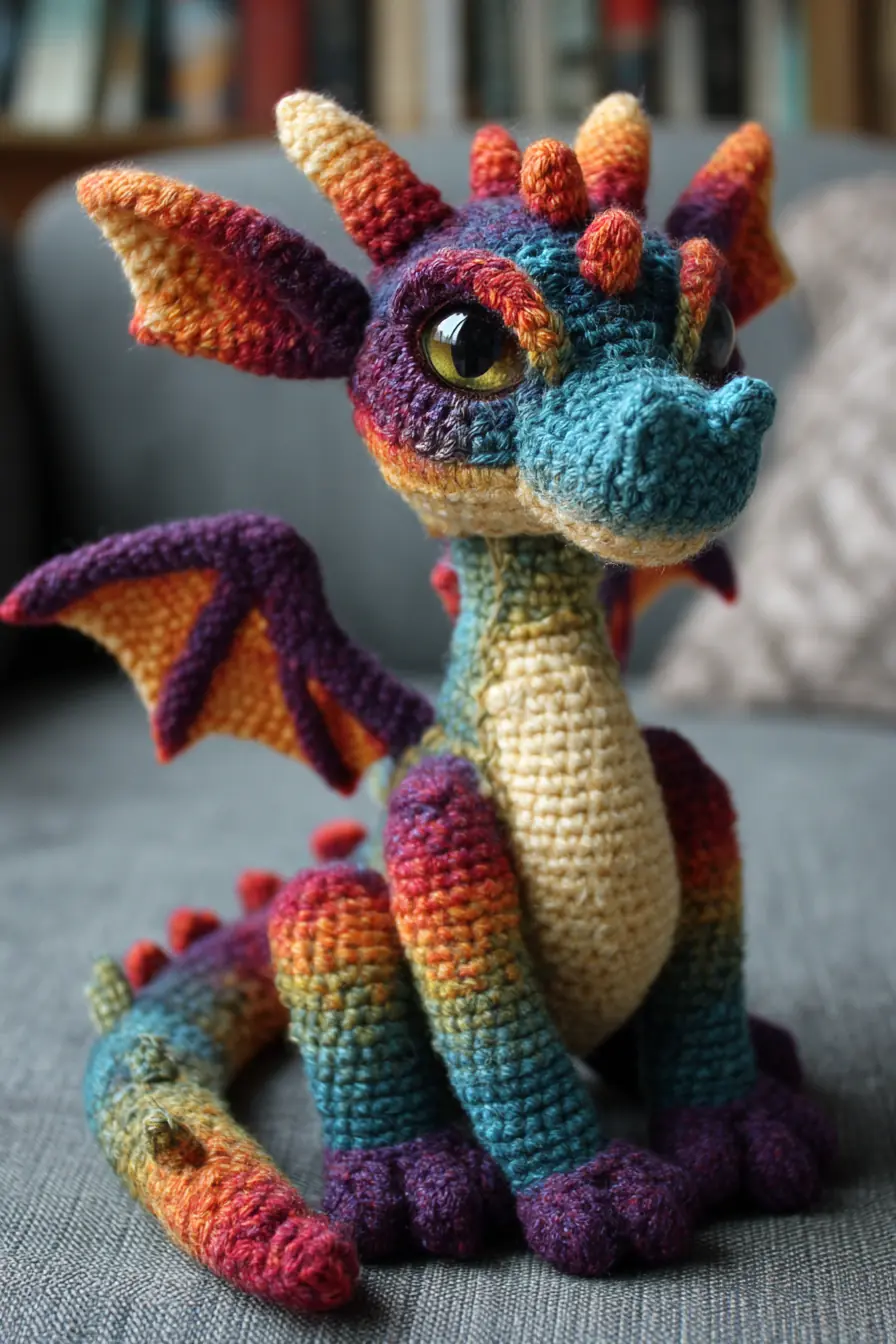 Crochet Amigurumi Rainbow Dragon Pattern - Small Plush Toy Tutorial
