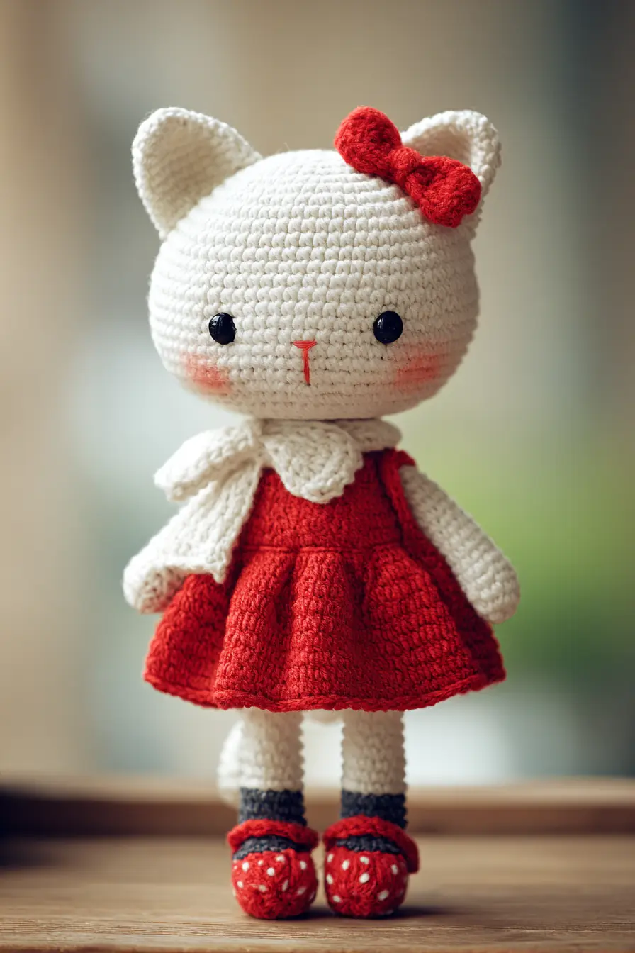 Crochet Amigurumi Cat Doll with Red Dress — Materials, Stitches & Safety Tips