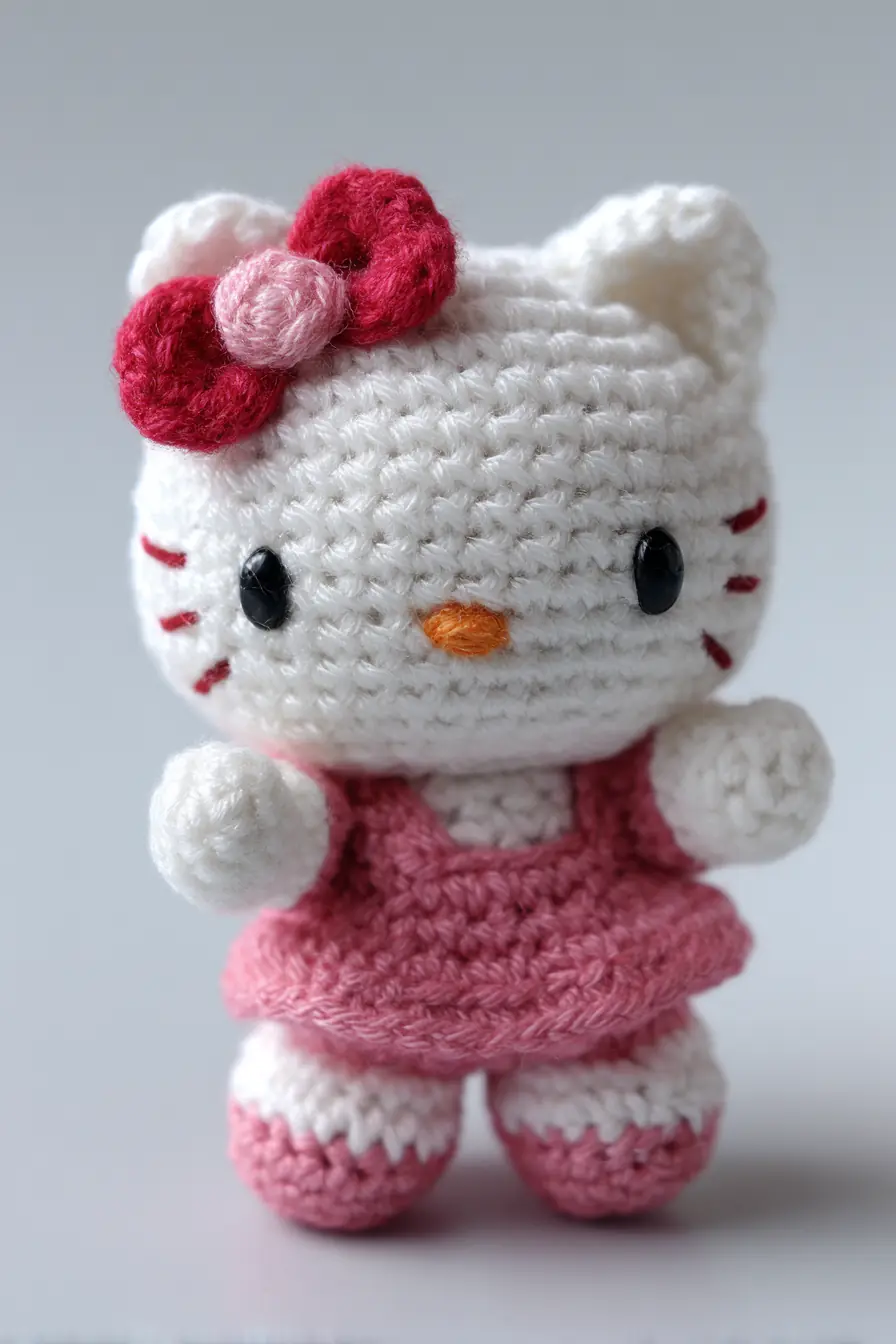 Crochet Amigurumi Cat with Bow and Dress — Small Toy Pattern Tips