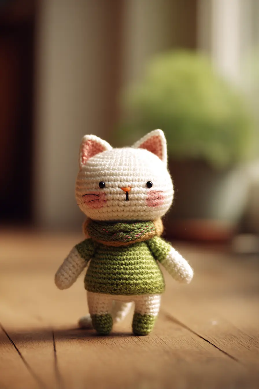 Crochet Amigurumi Cat with Cozy Scarf — Pattern, Materials & Tips