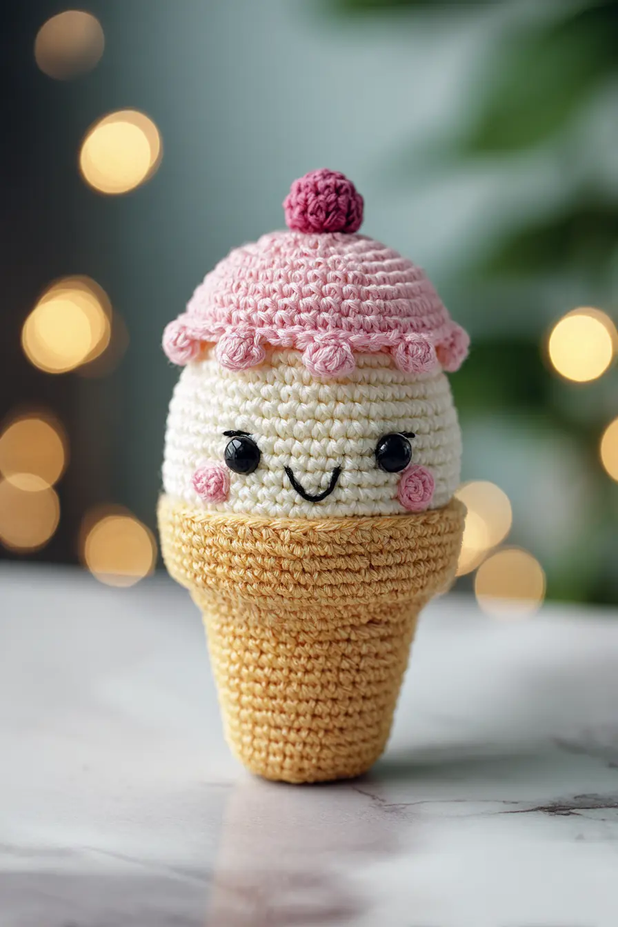 Crochet Amigurumi Ice Cream Cone — Cute Scoop, Cone & Cherry Pattern