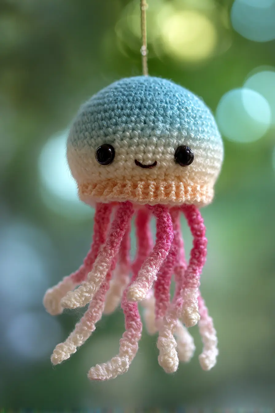 Crochet Amigurumi Jellyfish — Pastel Jelly with Spiral Tentacles