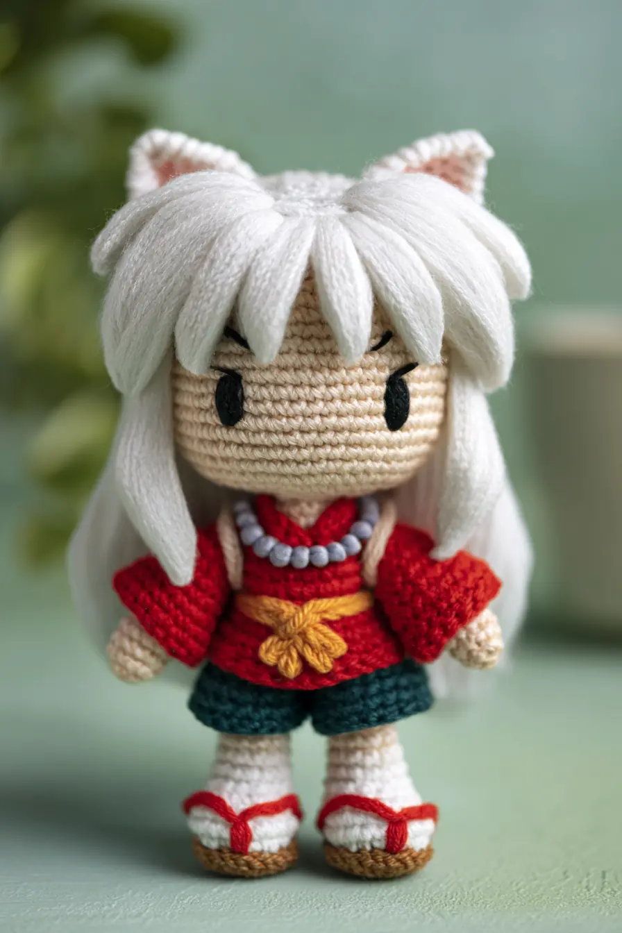 Crochet Amigurumi White-Haired Fox-Eared Doll Pattern (Small Plush 7–9 in)