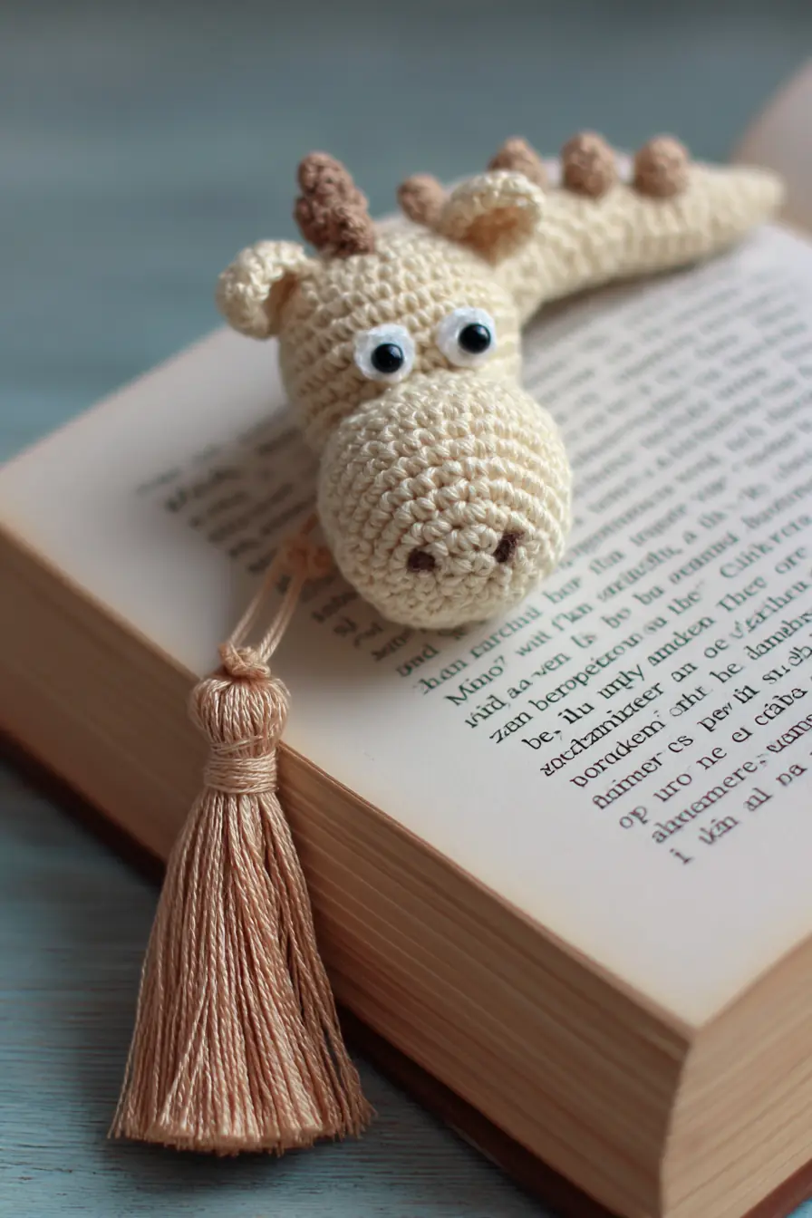 Crochet Amigurumi Giraffe Bookmark — Small Cotton Toy with Tassel (DIY)
