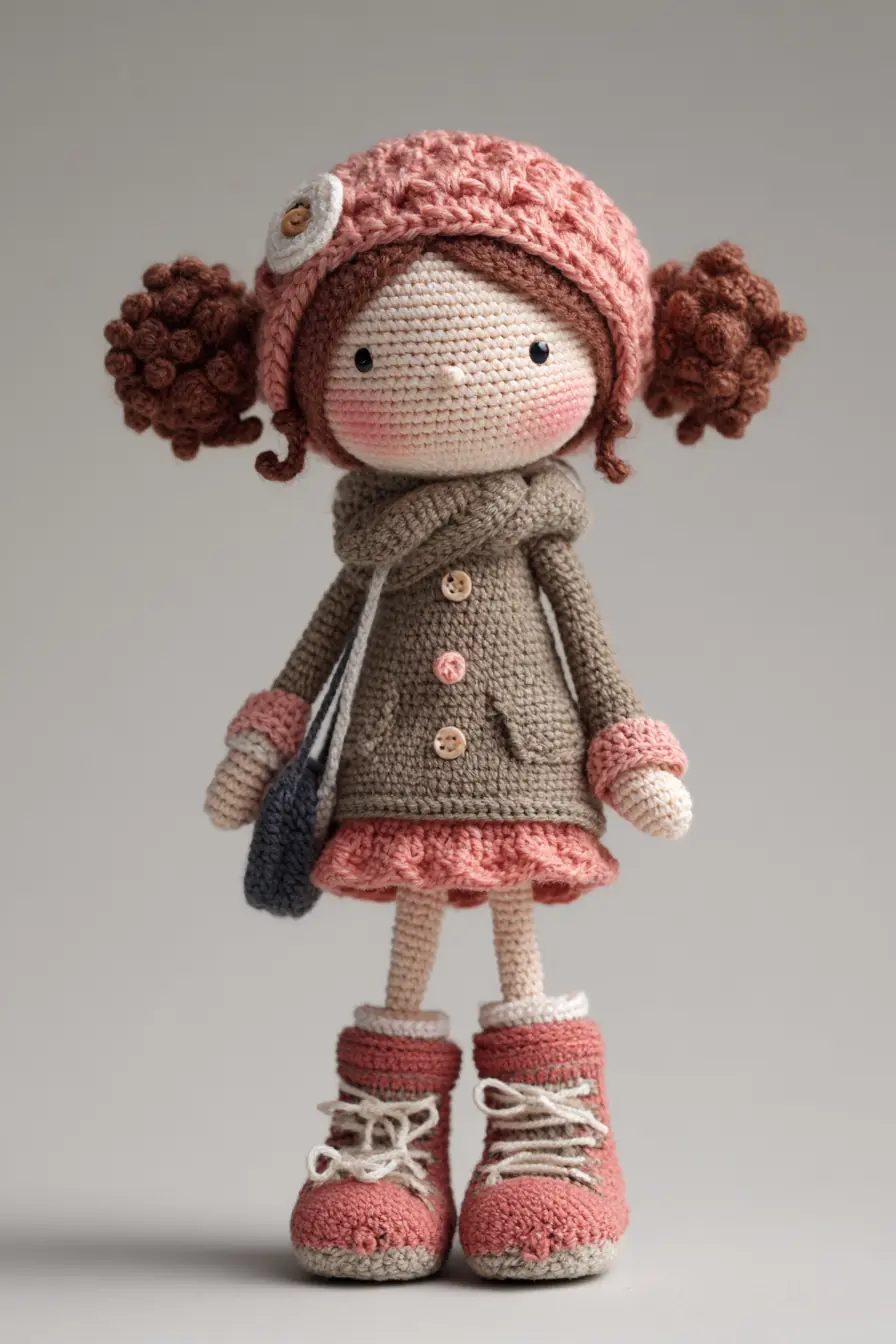 Crochet Amigurumi Girl Doll Pattern — Hat, Coat, Boots & Puffy Hair