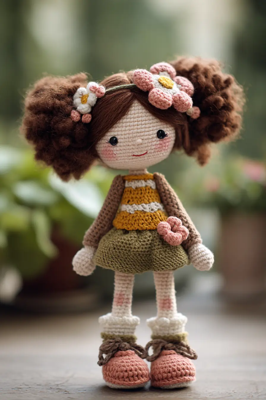 Crochet Amigurumi Flower-Headband Girl Doll — Pattern, Materials & Care